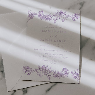 Convites Vintage Elegance: Lavender Floral Wedding