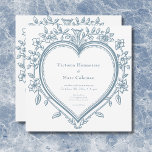 Convites Vintage Elegant Chinoiserie Blue Heart Wedt<br><div class="desc">Capturar romance de eterno com nossos convites de casamento inspirados em vintage. Este elegante design quadrado apresenta um fundo branco que evoca um clássico encanto antigo vitoriano. No centro, um incrível coração floral de chinoiserie azul empoeirado contém seus detalhes de casamento na bela tipografia de vintage. O verso mostra as...</div>