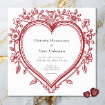 Convites Vintage Elegant Chinoiserie Floral Heart Wedding<br><div class="desc">Capturar romance de eterno com nossos convites de casamento inspirados em vintage. Este elegante design quadrado apresenta um fundo branco parecido com porcelana rachada, evocando um clássico encanto antigo vitoriano. No centro, um impressionante coração floral vermelho escuro da chinoiserie segura seus detalhes de casamento na bela tipografia de vintage. O...</div>