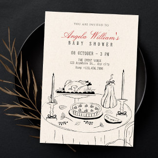 Convites Vintage elegant dinner table decor baby shower