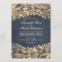 Vintage Elegant Dourada Foliage Casamento
