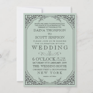 Convites Vintage Elegant Filigree Border Weding