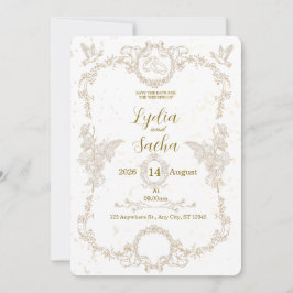 Convites Vintage Elegant Floral Frame Wedding Invitation
