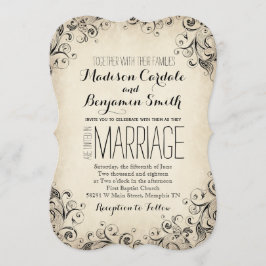 Convites Vintage Elegant Flourish Rustic Weditation