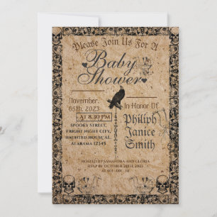 Convites Vintage Elegant Gothic, Chá de fraldas de Hallowee