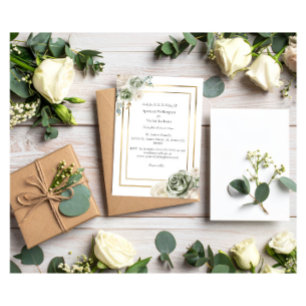 Convites Vintage & Elegant Green Micro Wedding Dourado