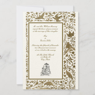Convites Vintage Elegant Indian Birds Border 1608 Wedding