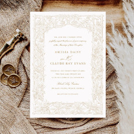 Convites Vintage Elegant Leafy Vines Fronteira Casamento