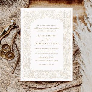Convites Vintage Elegant Leafy Vines Fronteira Casamento