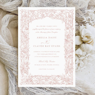 Convites Vintage Elegant Leafy Vines Fronteira Casamento