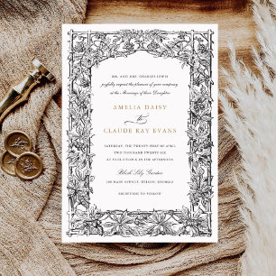 Convites Vintage Elegant Leafy Vines Fronteira Casamento