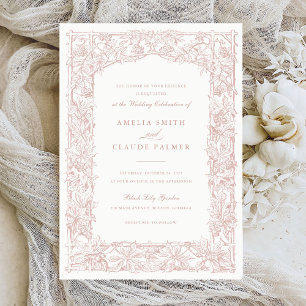 Convites Vintage Elegant Leafy Vines Fronteira Casamento