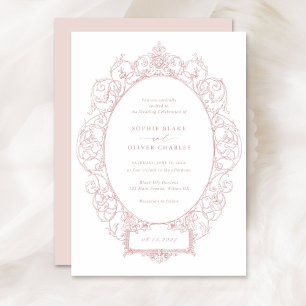 Convites Vintage Elegant Ornament Floral Folaf Frame Weding