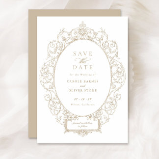 Convites Vintage Elegant Ornament Floral Frame Data de Salv