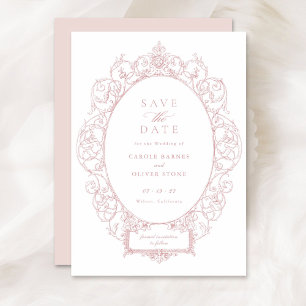 Convites Vintage Elegant Ornament Floral Frame Data de Salv