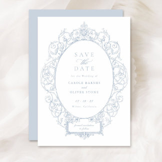 Convites Vintage Elegant Ornament Floral Frame Data de Salv
