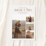 Convites Vintage Elegant Photo Beige Wedding<br><div class="desc">Convide seus hóspedes em estilo com este elegante convite para o casamento. Na frente, os nomes do casal são belamente apresentados numa fonte de vintagem decorativa, com o texto num serifa clássico. Abaixo do texto, mostre suas quatro fotos favoritas. Na parte traseira, adicione mais uma foto, juntamente com um código...</div>