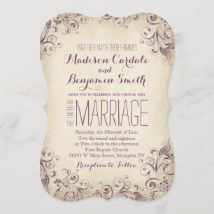 Convites Vintage Elegant Purple Flourish Invitation