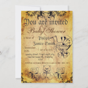 Convites Vintage Elegant Spooky, Chá de fraldas de Hallowee