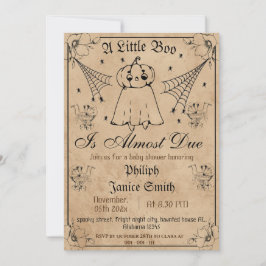 Convites Vintage Elegant Spooky, Chá de fraldas de Hallowee