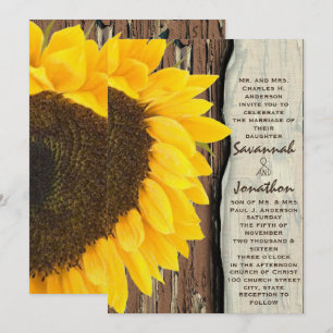 Convites Vintage Elegant Sunflower Weditation