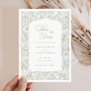 Convites Vintage Elegant Vines Border Frame Salvar Data
