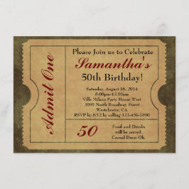 Convites Vintage Elegante Admitir com um ingresso de tíquet