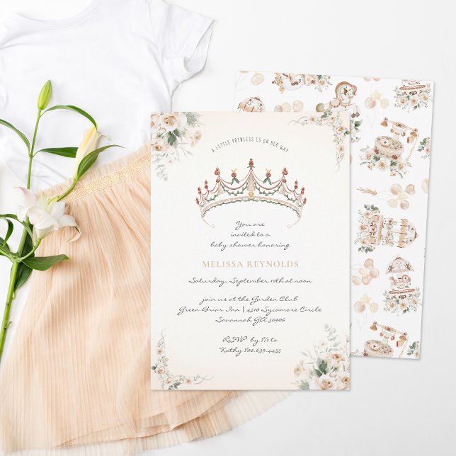 Convites Vintage Elegante | Chás de Bebê Princesinha (Criador carregado)