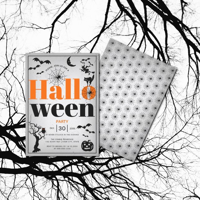 Convites Vintage elementos da cinza adulta do Dia das Bruxa (Criador carregado)