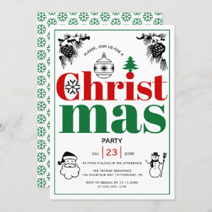 Convites Vintage elementos Festa de Natal