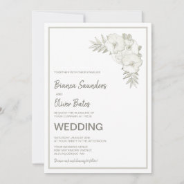 Convites Vintage Embossed Floral Wedding