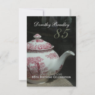 Convites Vintage English Teapot 85th Birthday Invitation