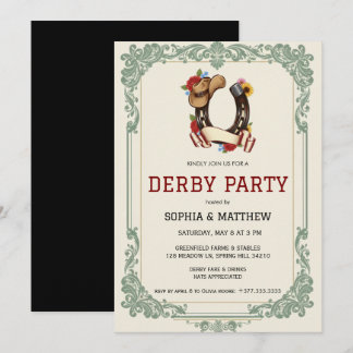 Convites Vintage Equestrian Derby Party Invitation Race