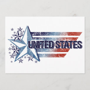 Convites Vintage Estados Unidos Flag com Star - 4 de julho
