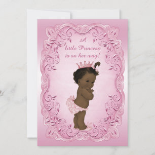 Convites Vintage Étnico Princesa Festa Cor-de-Rosa para Beb
