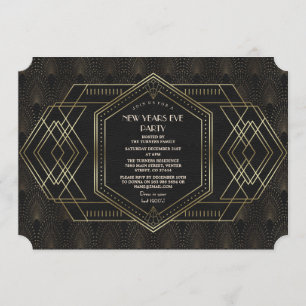 Convites Vintage, Excelente Dourado Gatsby, Ano Novo