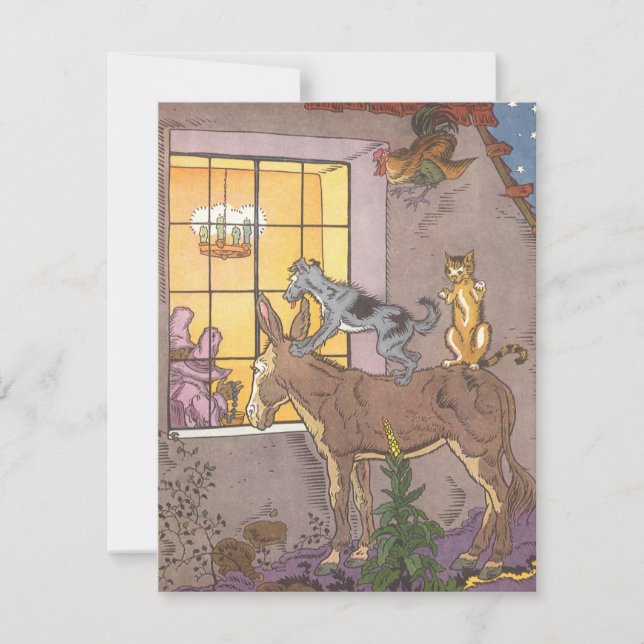 Convites Vintage Fairy Tale, Bremen Town Musicians, Hauman (Frente)