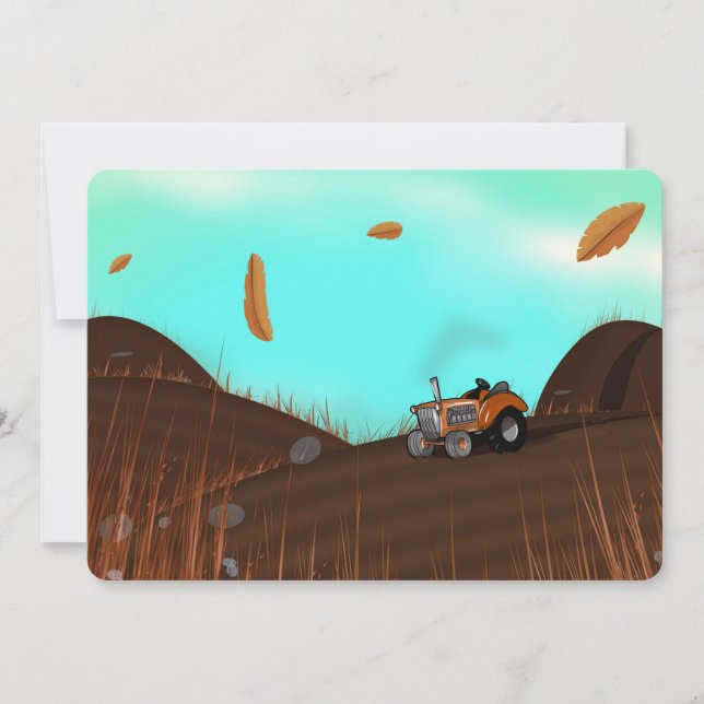 Convites Vintage Farming Trator (Frente)