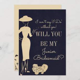 Convites Vintage Fashion Be My Jr. Junior Bridesmaid Card
