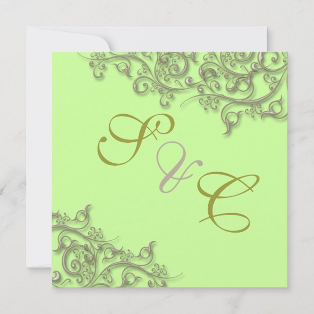 Convites Vintage faux gold swirls (Frente)