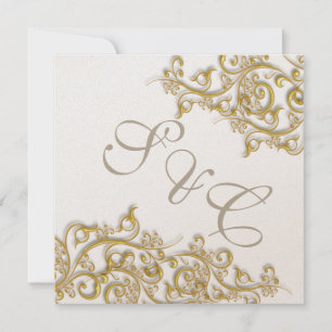 Convites Vintage faux gold swirls
