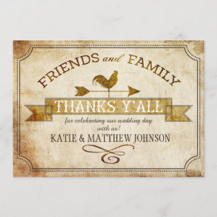 Convites Vintage Fazenda Rooster Weather Vane Rustic Obriga