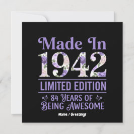 Convites Vintage Feito em 1942 Floral 84º Aniversário Incrí