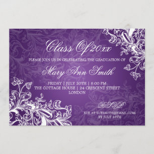 Convites Vintage Festa de formatura roxo