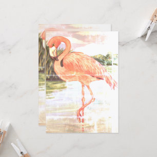 Convites Vintage Flamingo Art End Of Summer Festa de aniver