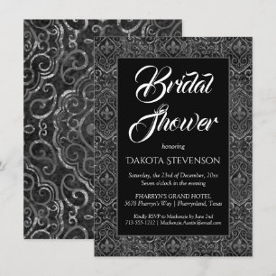 Convites Vintage Fleur de Lis Damask   Chá de panela Grung