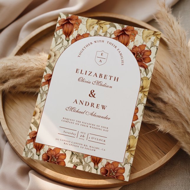 Convites Vintage Floral Arch Elegant Wedding (Criador carregado)