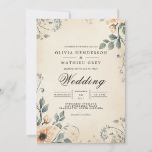 Convites Vintage Floral Arch Romance Wedding