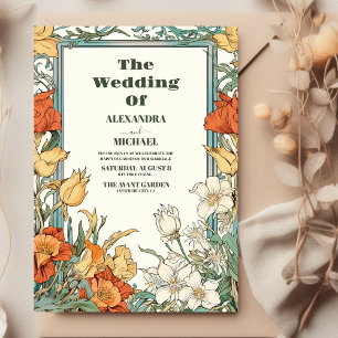 Convites Vintage Floral Art Nouveau Wedding