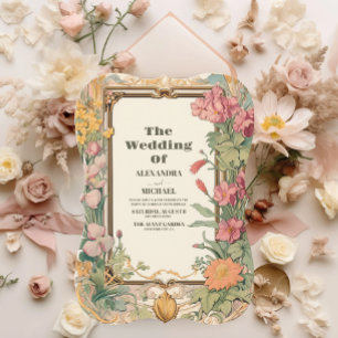 Convites Vintage Floral Art Nouveau Wedding